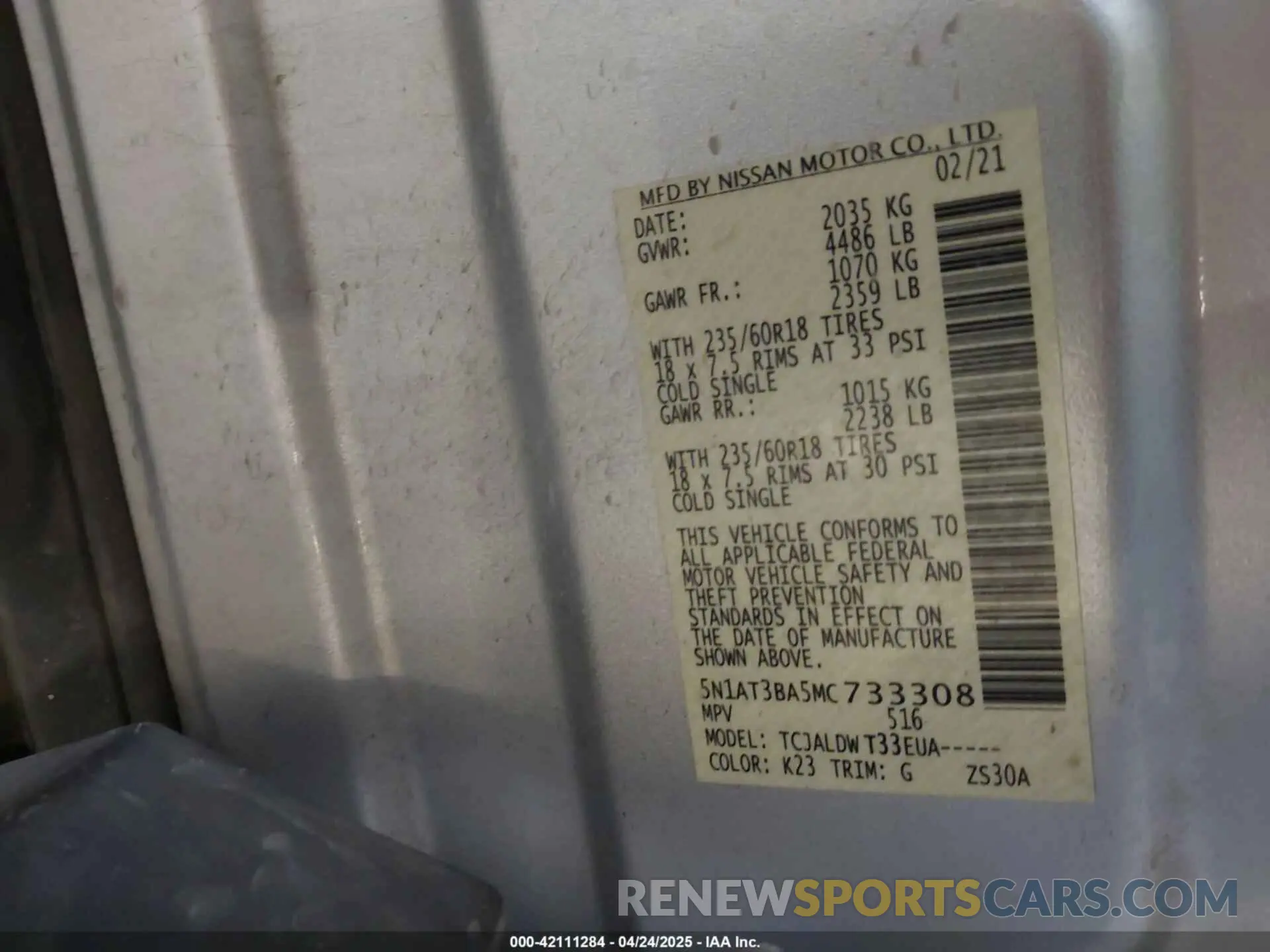 9 Фотография поврежденного автомобиля 5N1AT3BA5MC733308 NISSAN ROGUE 2021