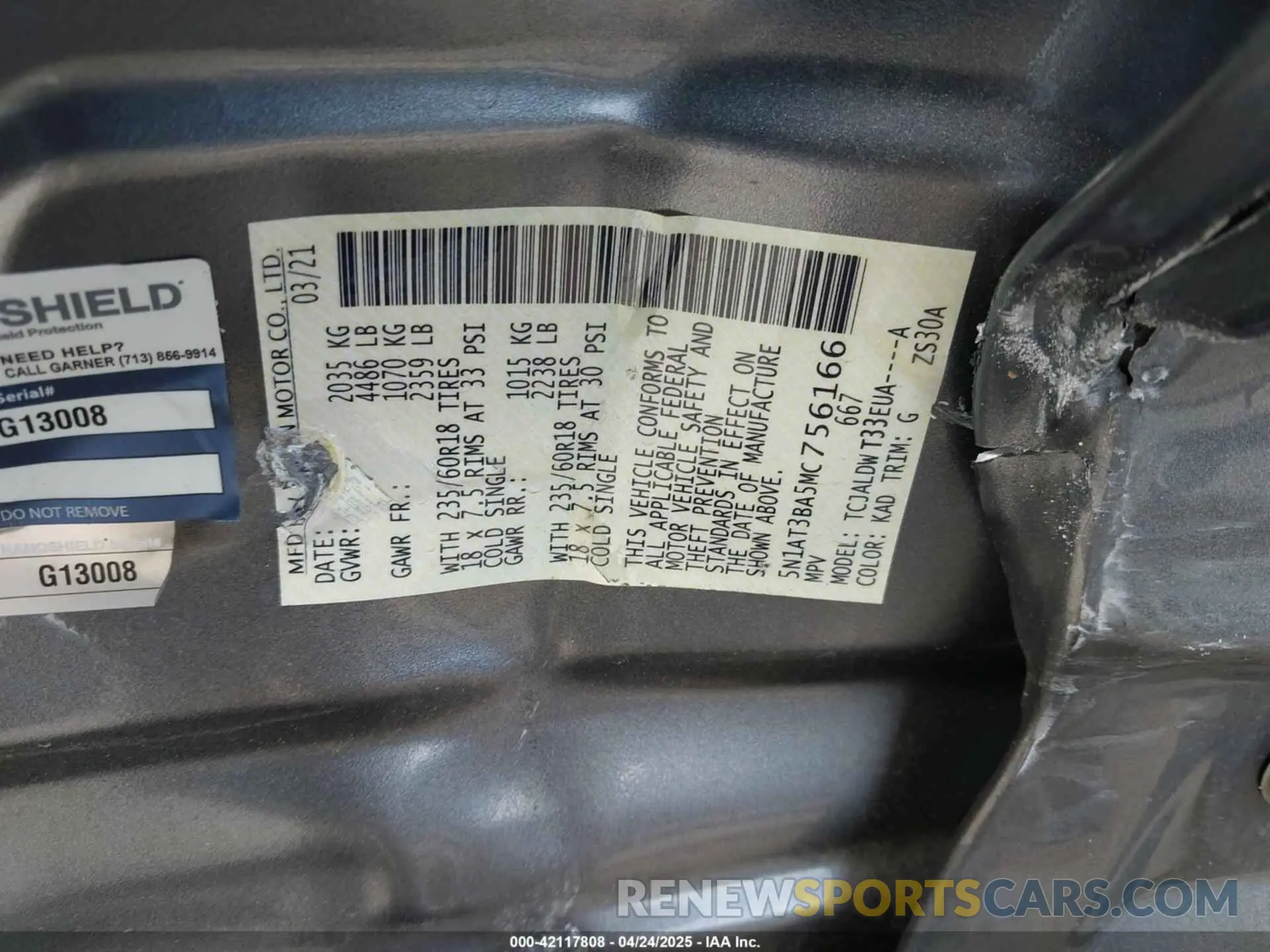 9 Фотография поврежденного автомобиля 5N1AT3BA5MC756166 NISSAN ROGUE 2021