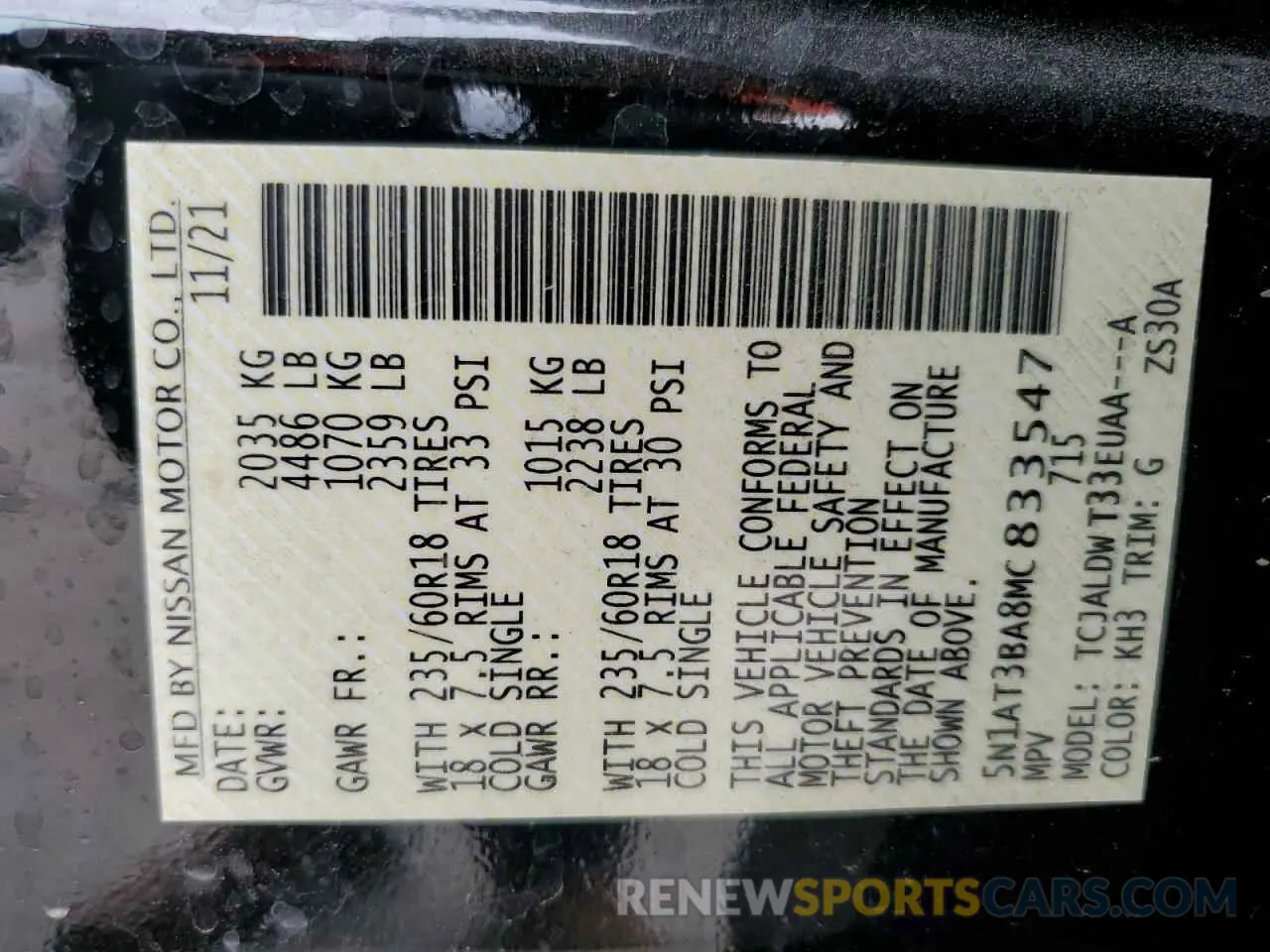 12 Фотография поврежденного автомобиля 5N1AT3BA8MC833547 NISSAN ROGUE 2021