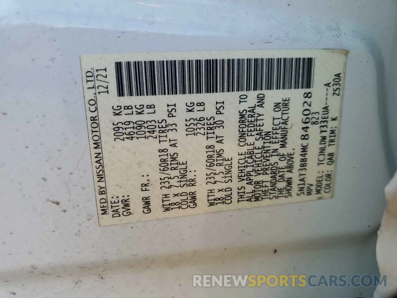 13 Photograph of a damaged car 5N1AT3BB4MC846028 NISSAN ROGUE 2021