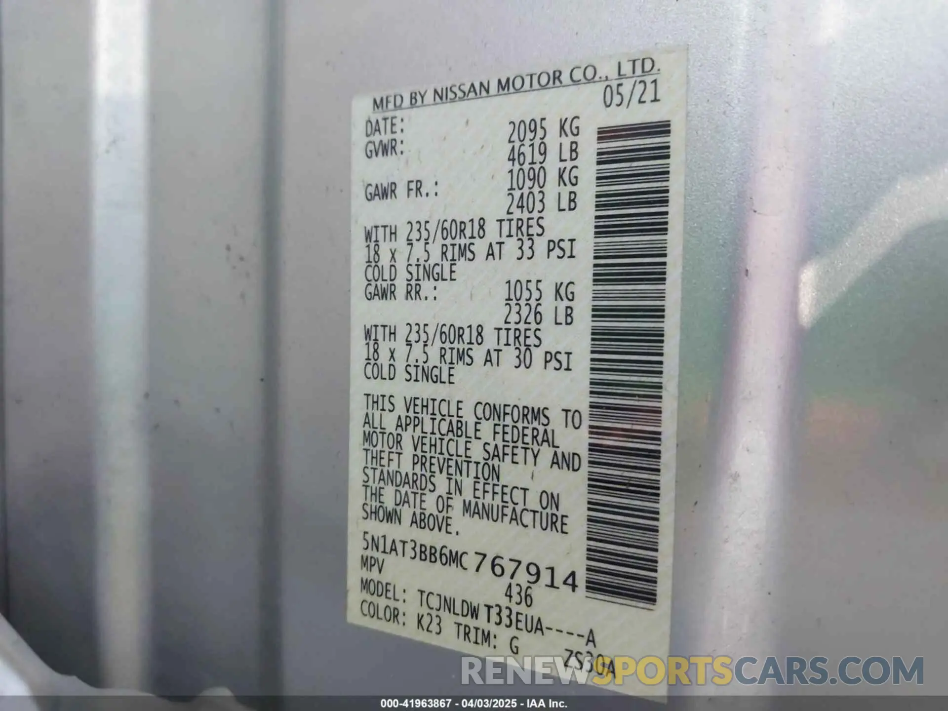 9 Фотография поврежденного автомобиля 5N1AT3BB6MC767914 NISSAN ROGUE 2021