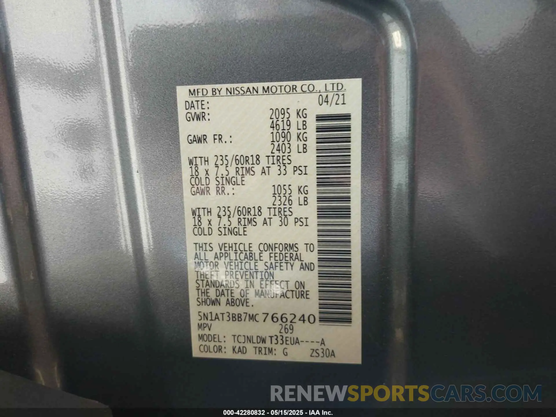 9 Photograph of a damaged car 5N1AT3BB7MC766240 NISSAN ROGUE 2021
