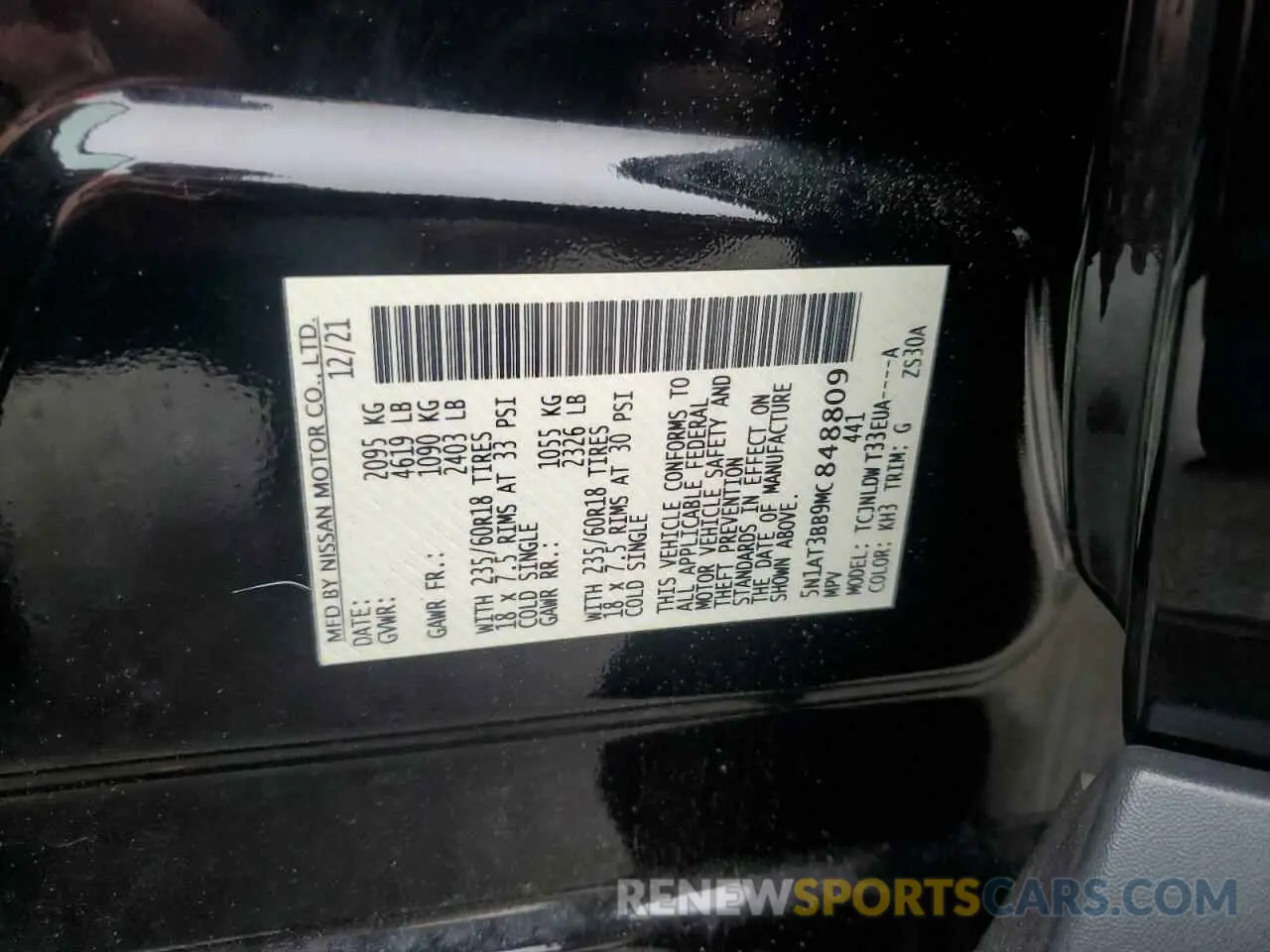 13 Photograph of a damaged car 5N1AT3BB9MC848809 NISSAN ROGUE 2021