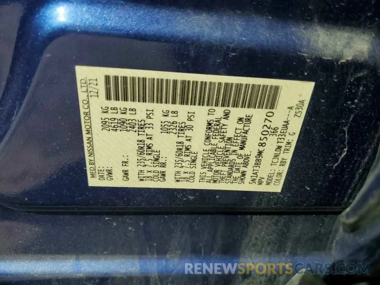 12 Фотография поврежденного автомобиля 5N1AT3BB9MC850270 NISSAN ROGUE 2021