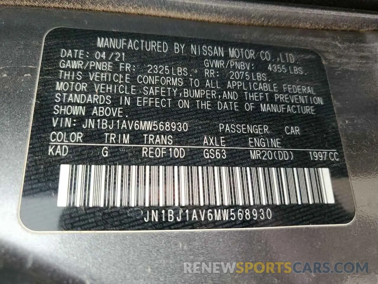 13 Photograph of a damaged car JN1BJ1AV6MW568930 NISSAN ROGUE 2021