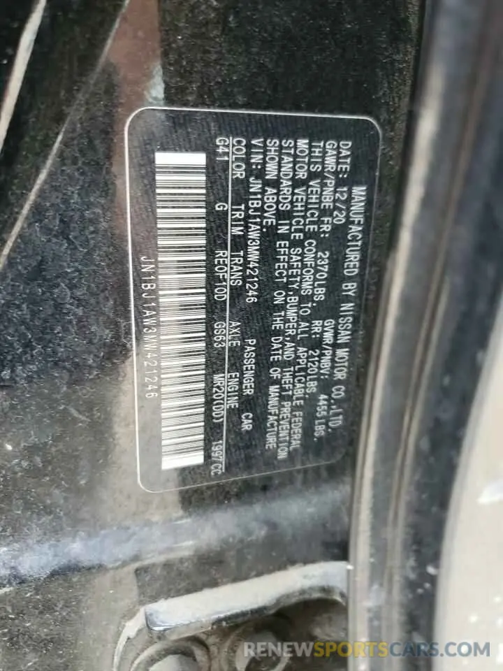 12 Фотография поврежденного автомобиля JN1BJ1AW3MW421246 NISSAN ROGUE 2021