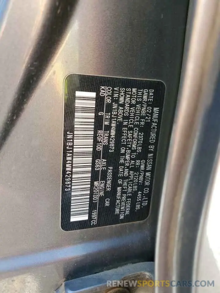 13 Photograph of a damaged car JN1BJ1AW4MW429873 NISSAN ROGUE 2021