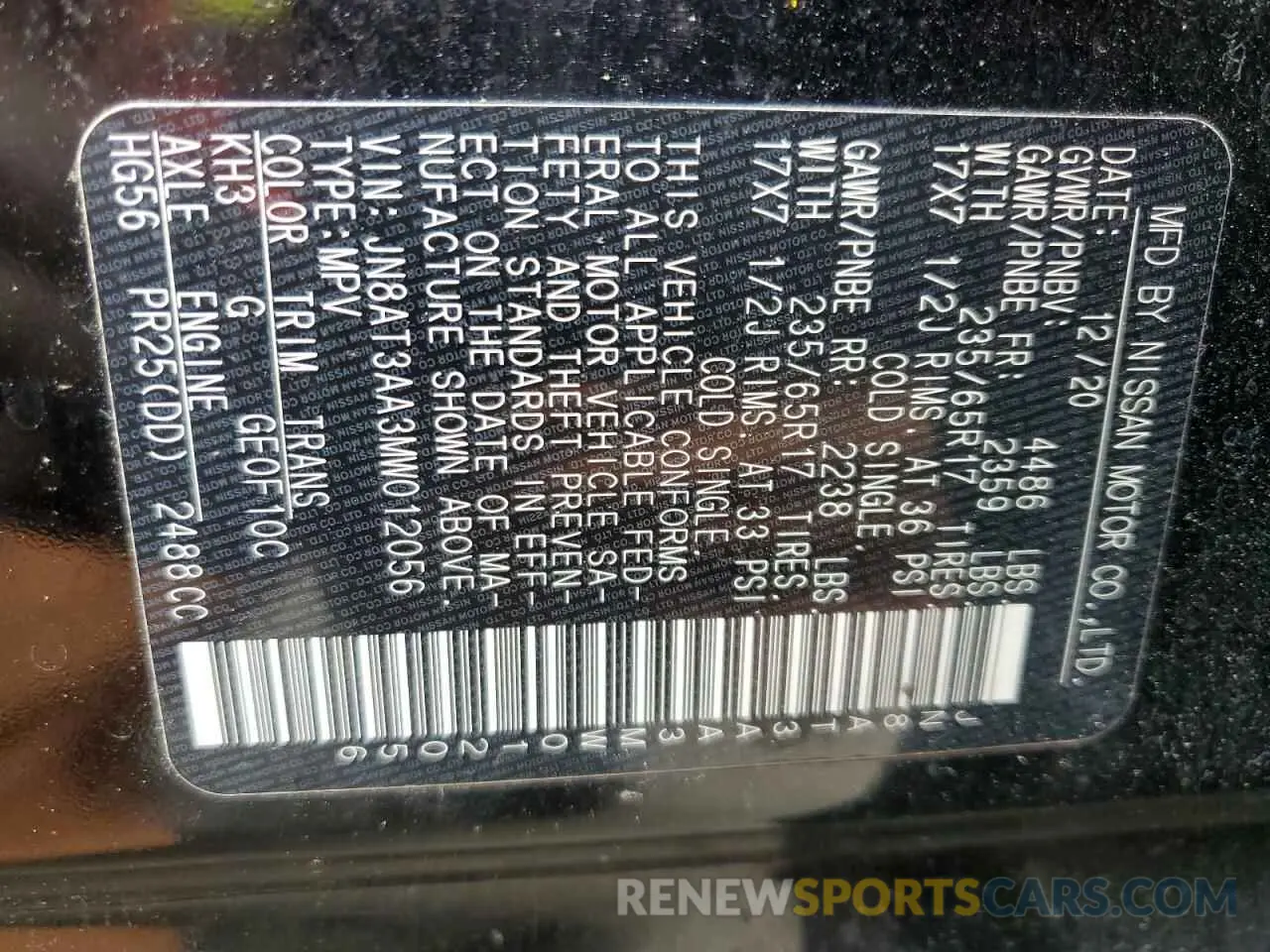 13 Фотография поврежденного автомобиля JN8AT3AA3MW012056 NISSAN ROGUE 2021