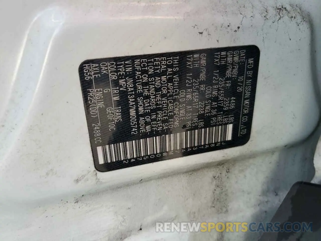 14 Photograph of a damaged car JN8AT3AA7MW005742 NISSAN ROGUE 2021