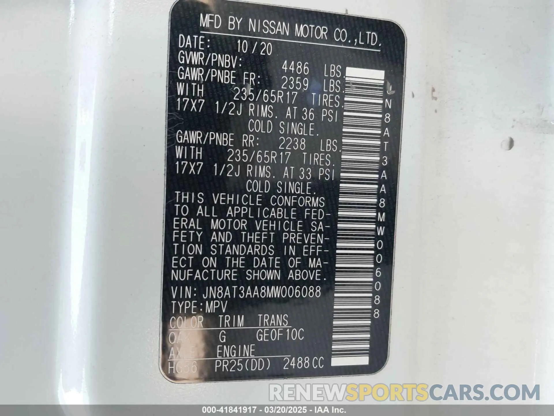 9 Фотография поврежденного автомобиля JN8AT3AA8MW006088 NISSAN ROGUE 2021