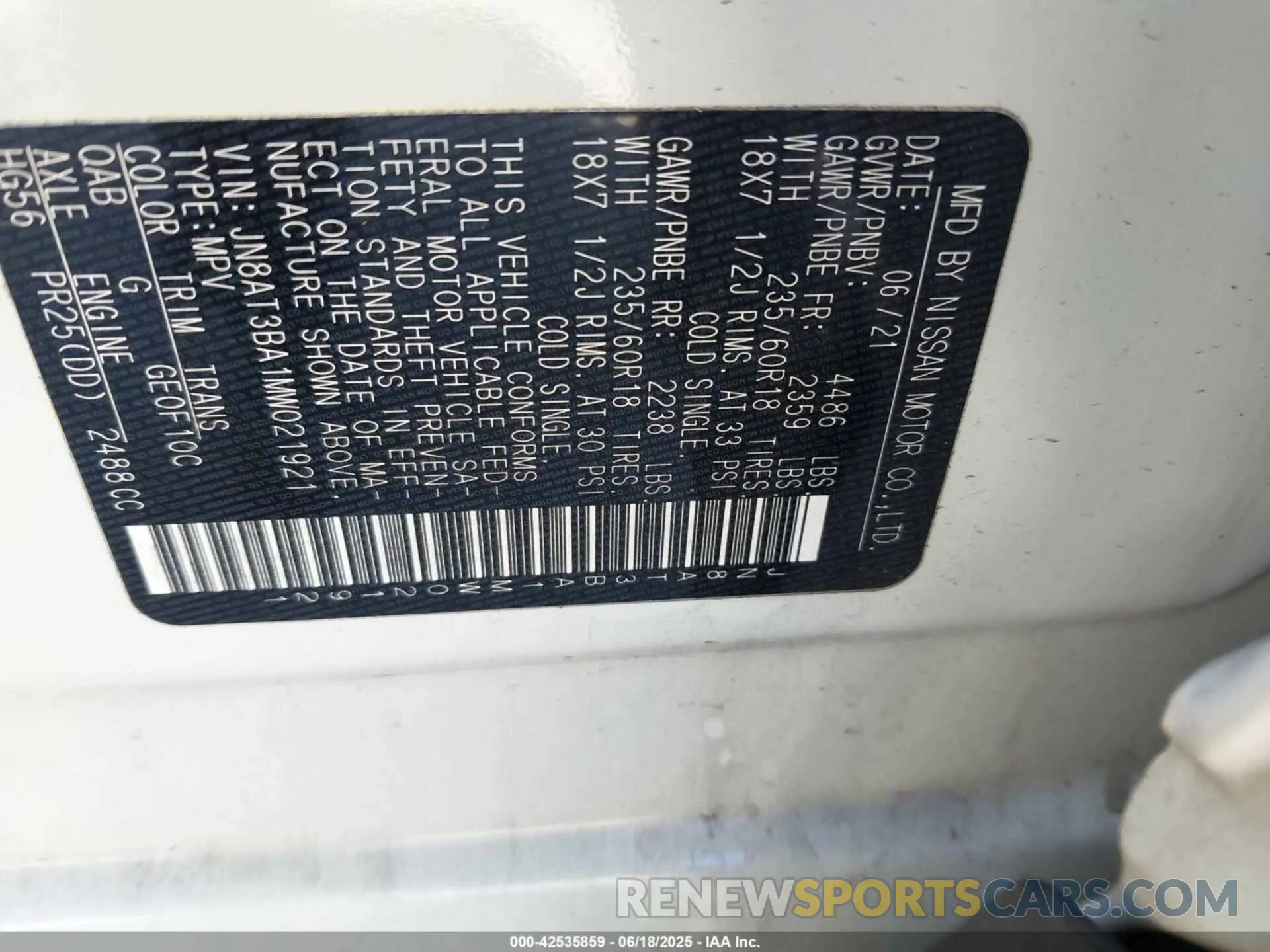 9 Фотография поврежденного автомобиля JN8AT3BA1MW021921 NISSAN ROGUE 2021