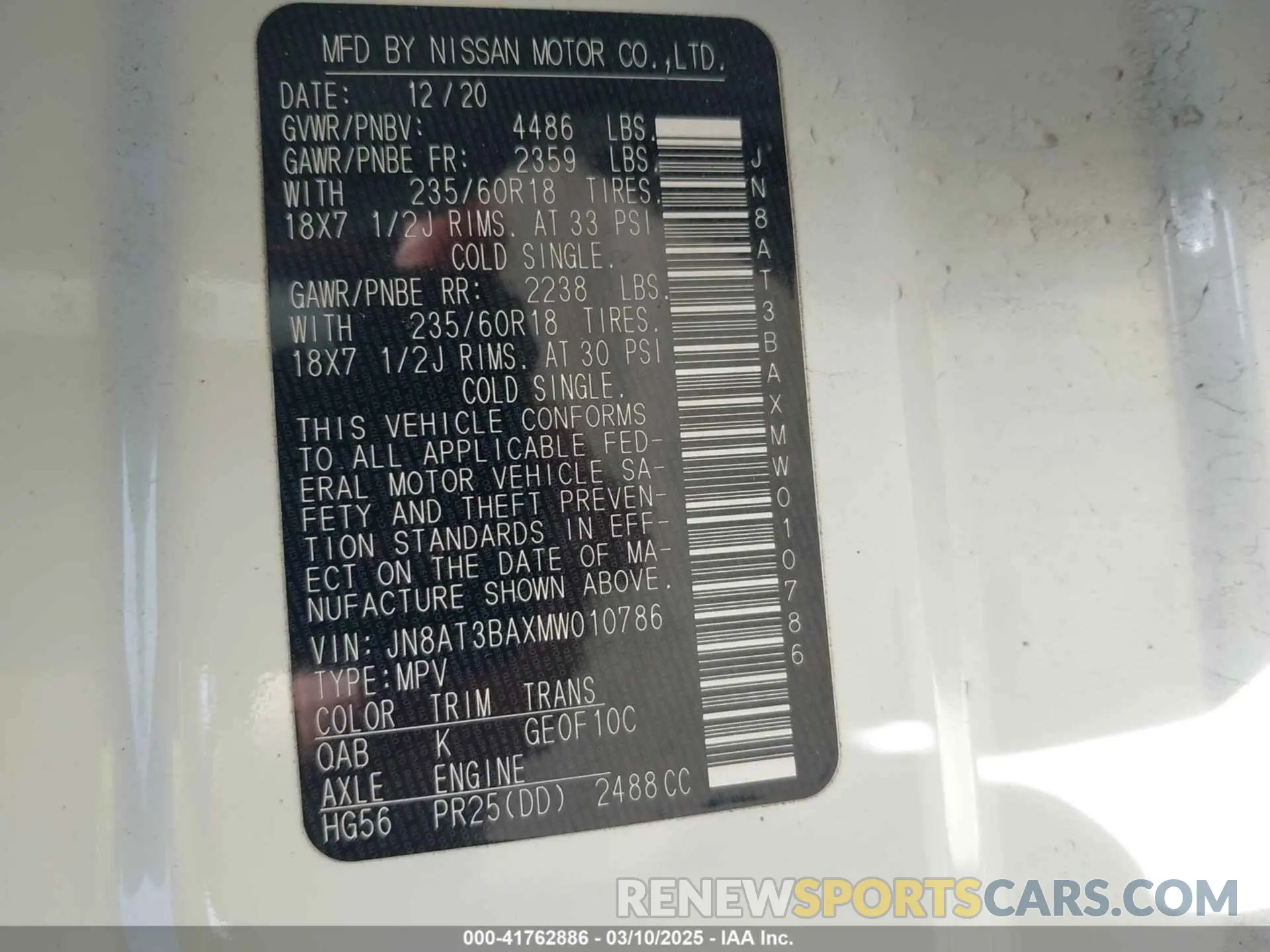 9 Photograph of a damaged car JN8AT3BAXMW010786 NISSAN ROGUE 2021
