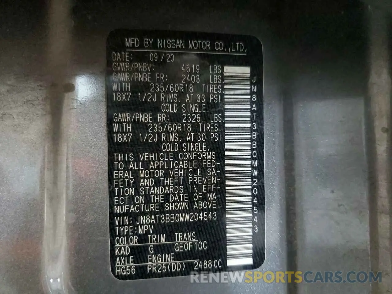 14 Photograph of a damaged car JN8AT3BB0MW204543 NISSAN ROGUE 2021