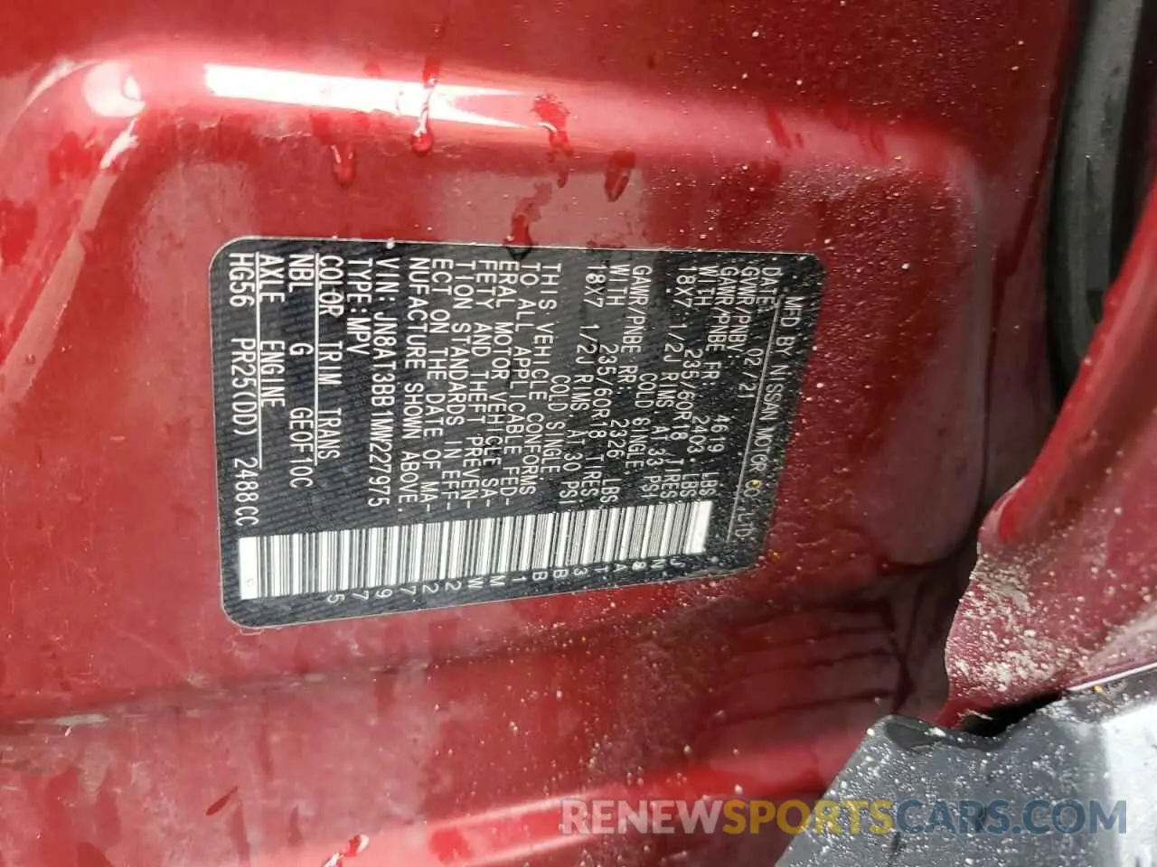 13 Фотография поврежденного автомобиля JN8AT3BB1MW227975 NISSAN ROGUE 2021