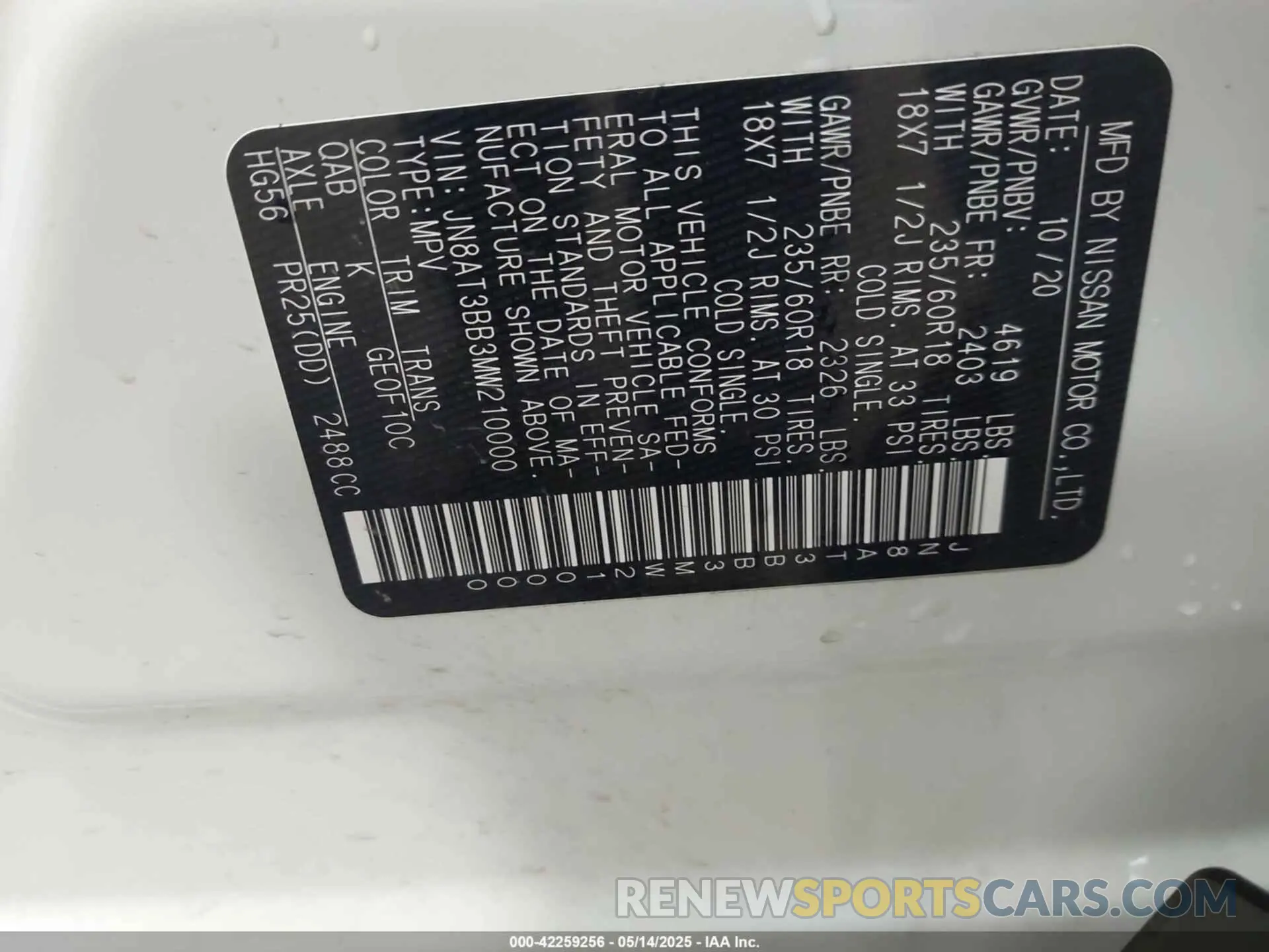 9 Photograph of a damaged car JN8AT3BB3MW210000 NISSAN ROGUE 2021