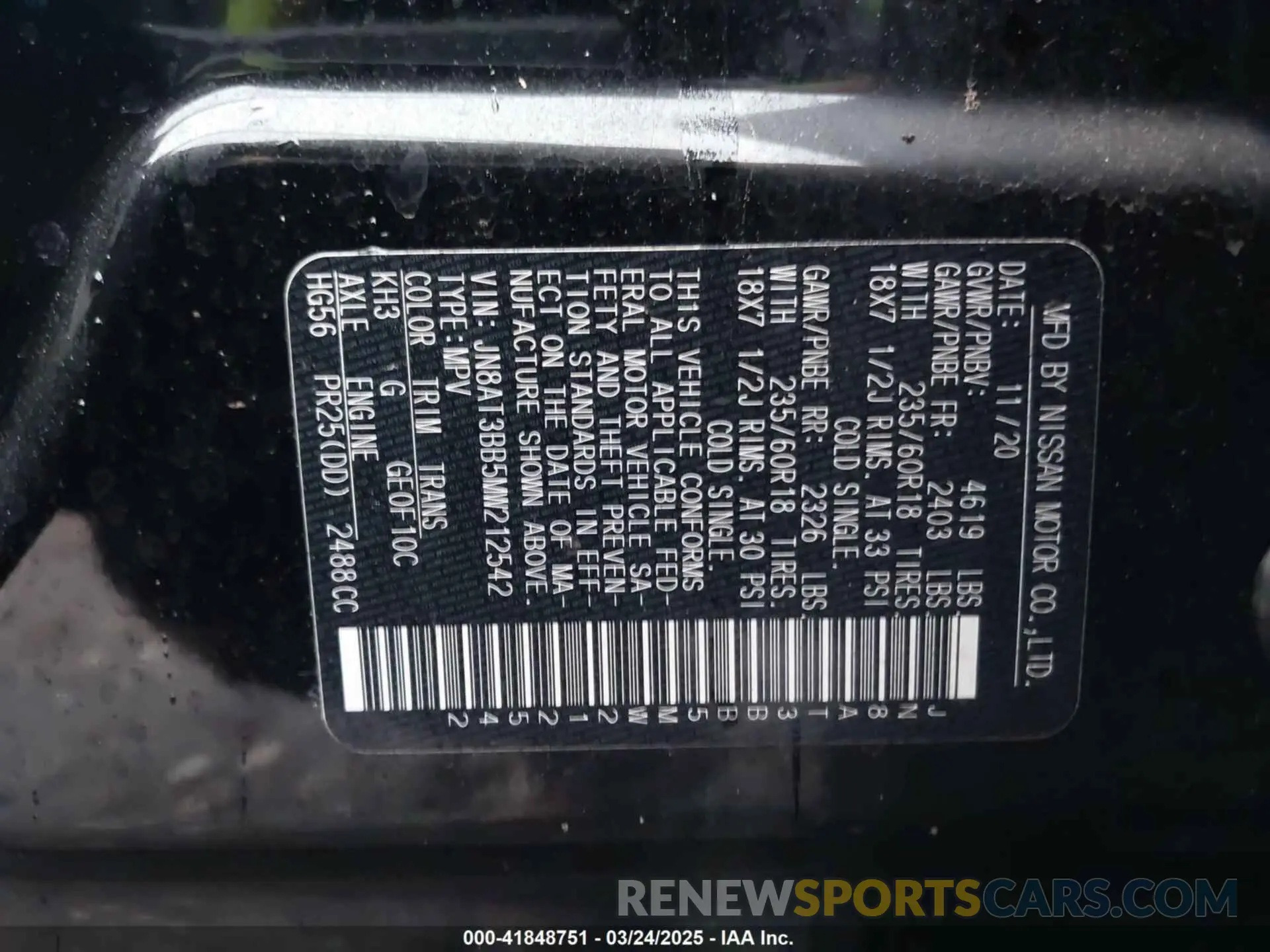 9 Photograph of a damaged car JN8AT3BB5MW212542 NISSAN ROGUE 2021