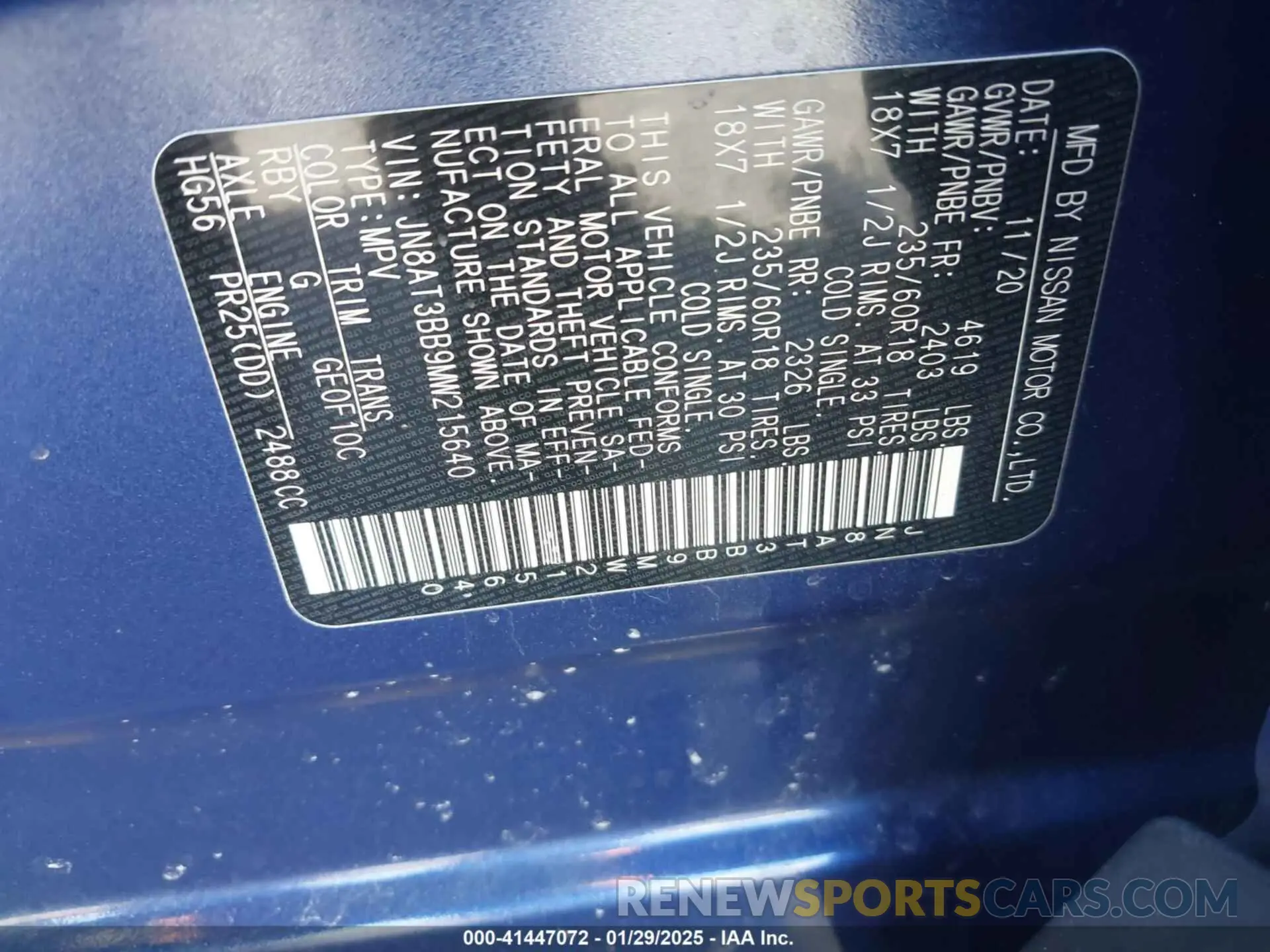 9 Photograph of a damaged car JN8AT3BB9MW215640 NISSAN ROGUE 2021