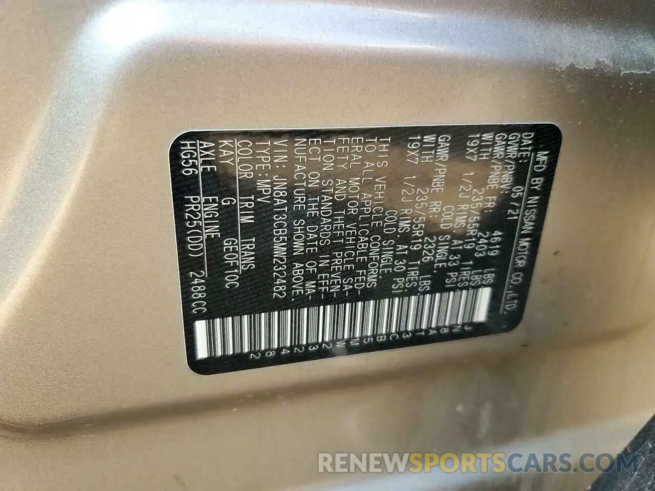 16 Photograph of a damaged car JN8AT3CB5MW232482 NISSAN ROGUE 2021