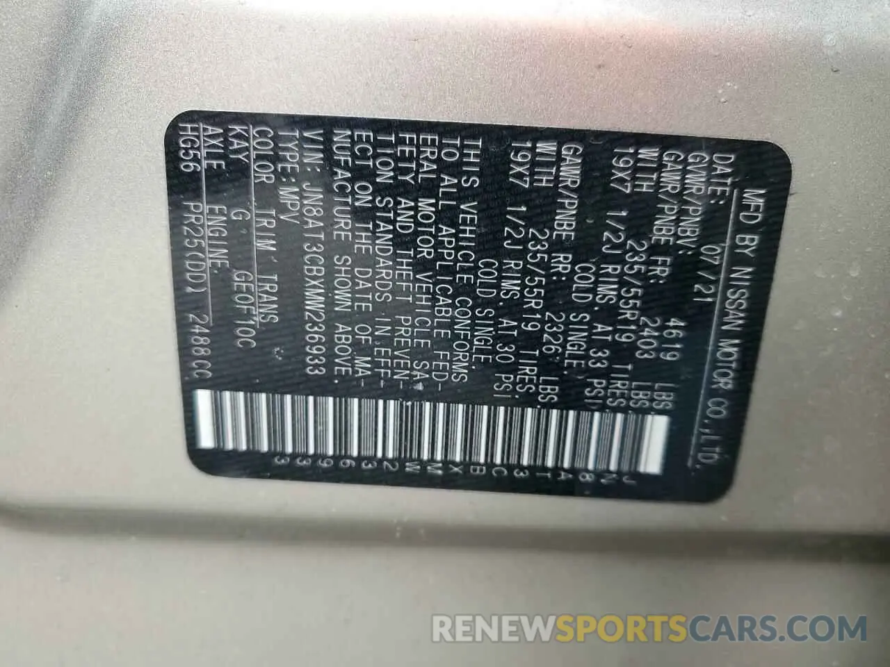 13 Фотография поврежденного автомобиля JN8AT3CBXMW236933 NISSAN ROGUE 2021