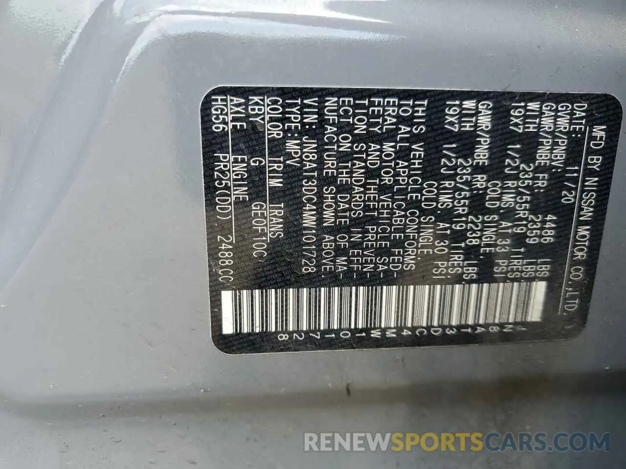 13 Photograph of a damaged car JN8AT3DC4MW101728 NISSAN ROGUE 2021