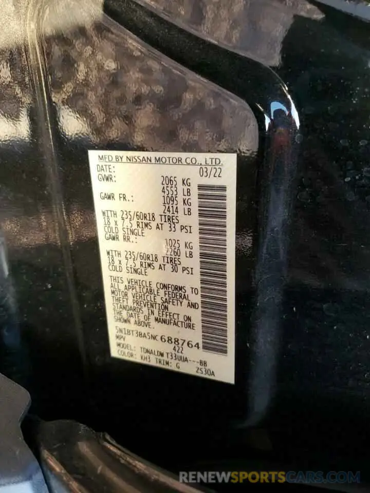 14 Фотография поврежденного автомобиля 5N1BT3BA5NC688764 NISSAN ROGUE 2022