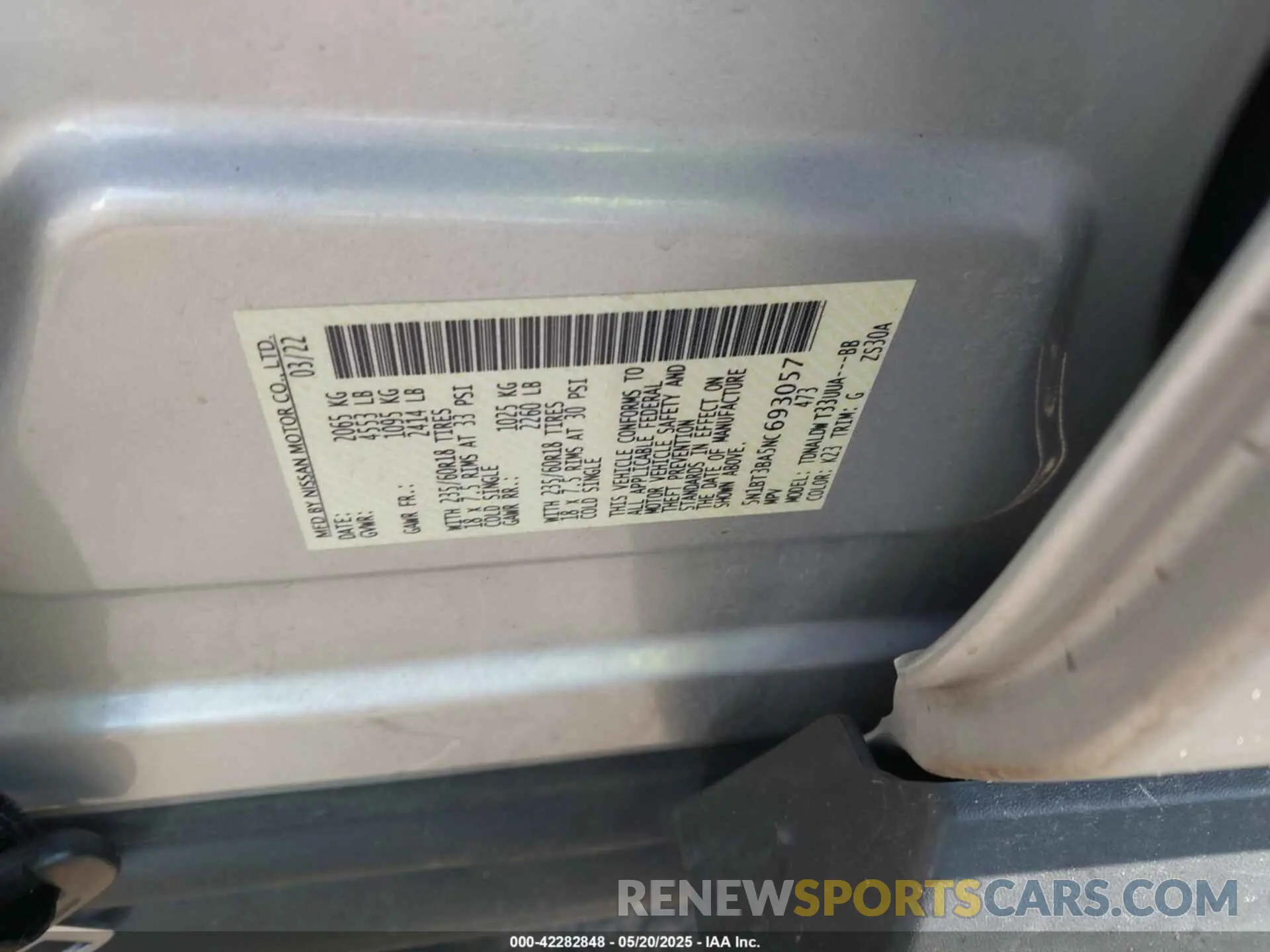 9 Photograph of a damaged car 5N1BT3BA5NC693057 NISSAN ROGUE 2022
