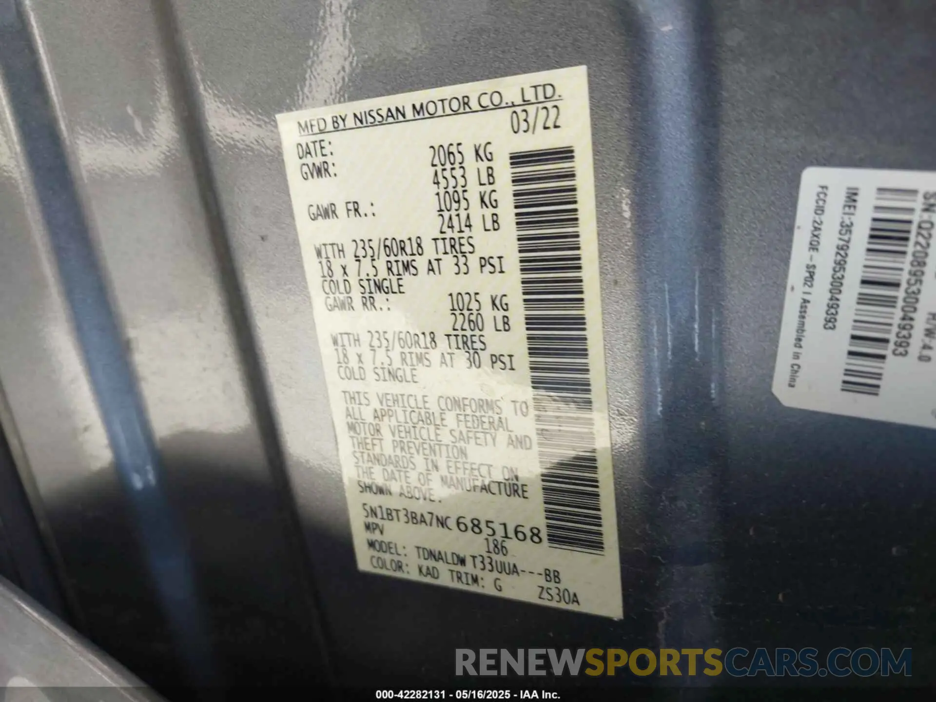 9 Photograph of a damaged car 5N1BT3BA7NC685168 NISSAN ROGUE 2022