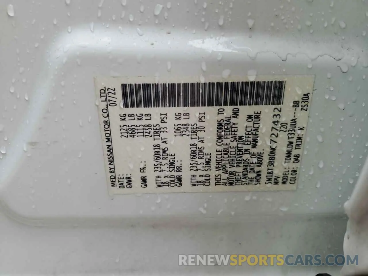 13 Фотография поврежденного автомобиля 5N1BT3BB0NC727432 NISSAN ROGUE 2022