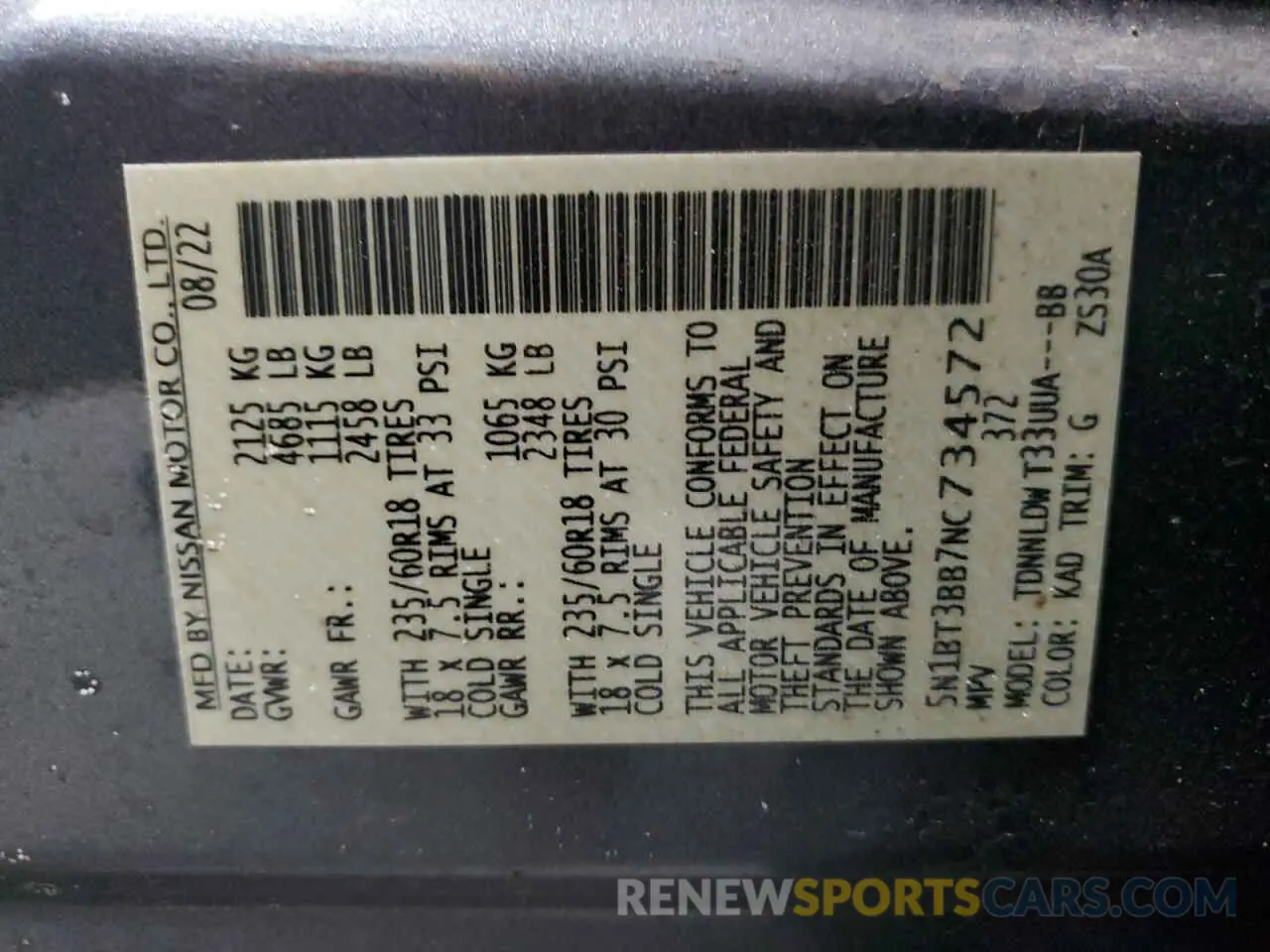 14 Фотография поврежденного автомобиля 5N1BT3BB7NC734572 NISSAN ROGUE 2022
