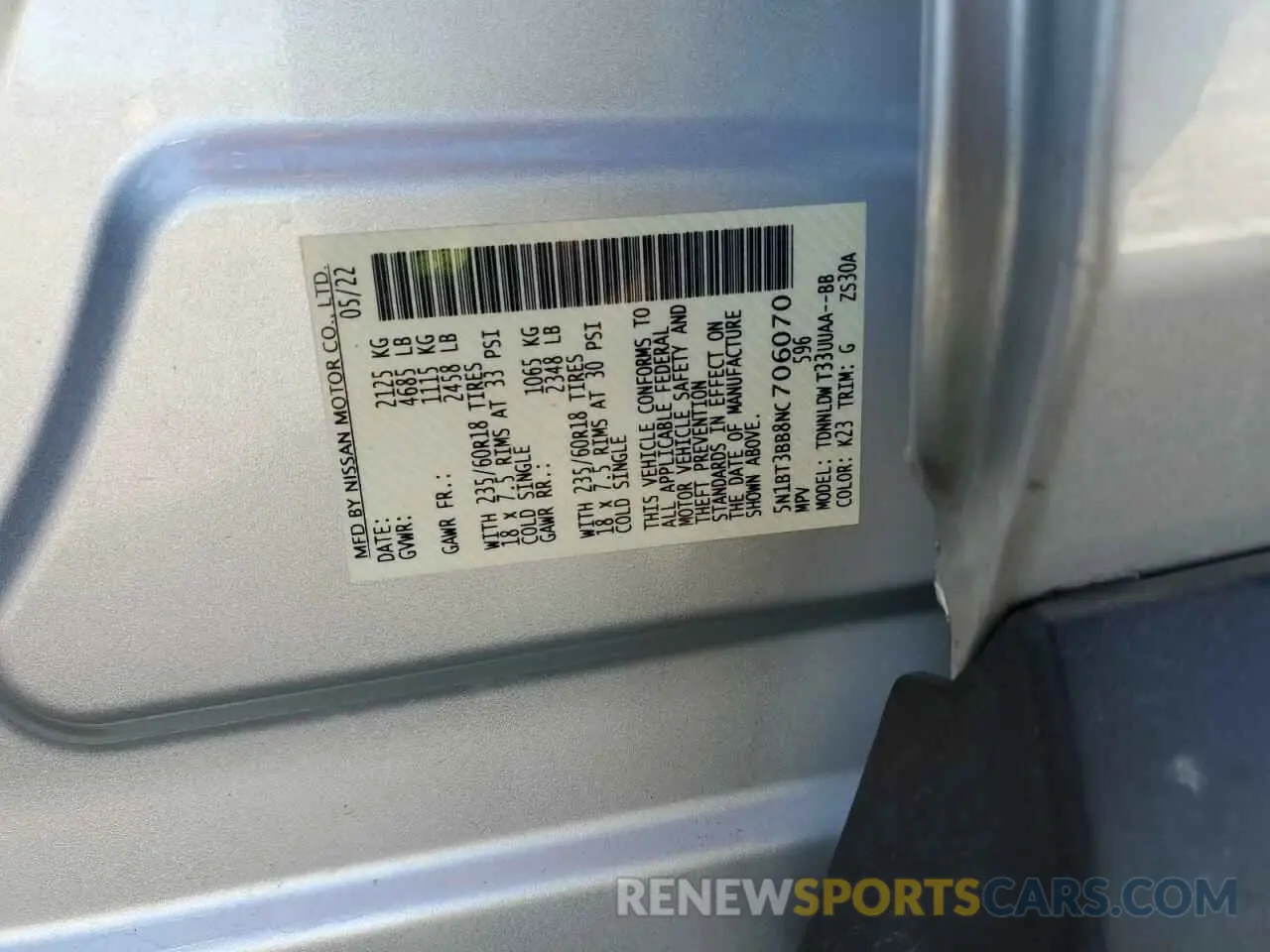 14 Фотография поврежденного автомобиля 5N1BT3BB8NC706070 NISSAN ROGUE 2022