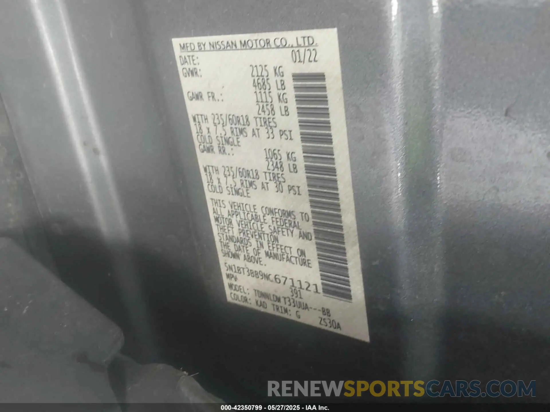 9 Фотография поврежденного автомобиля 5N1BT3BB9NC671121 NISSAN ROGUE 2022