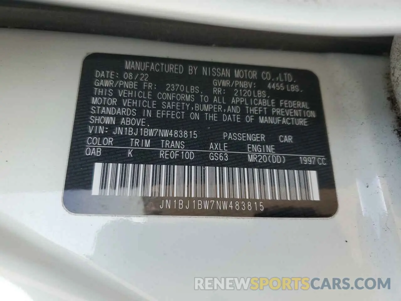 13 Photograph of a damaged car JN1BJ1BW7NW483815 NISSAN ROGUE 2022