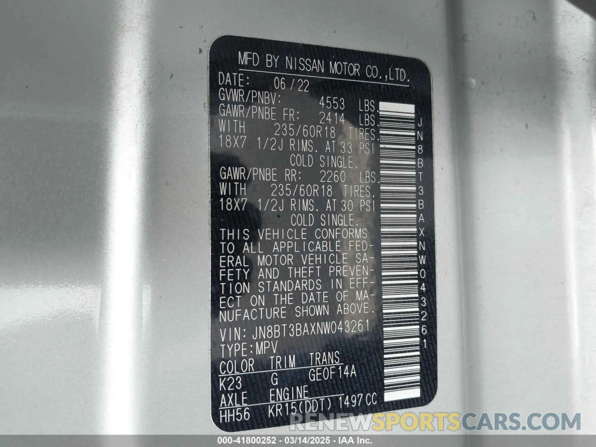 9 Photograph of a damaged car JN8BT3BAXNW043261 NISSAN ROGUE 2022