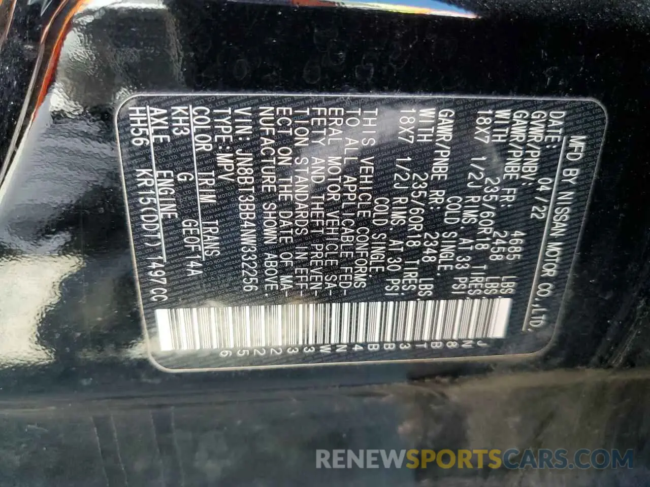 12 Photograph of a damaged car JN8BT3BB4NW332256 NISSAN ROGUE 2022