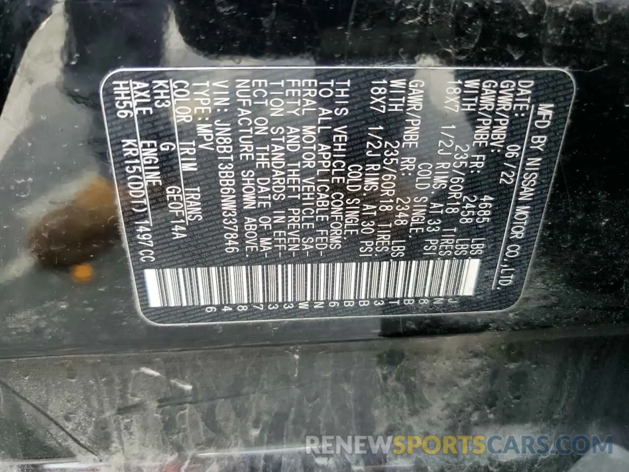 13 Фотография поврежденного автомобиля JN8BT3BB6NW337846 NISSAN ROGUE 2022