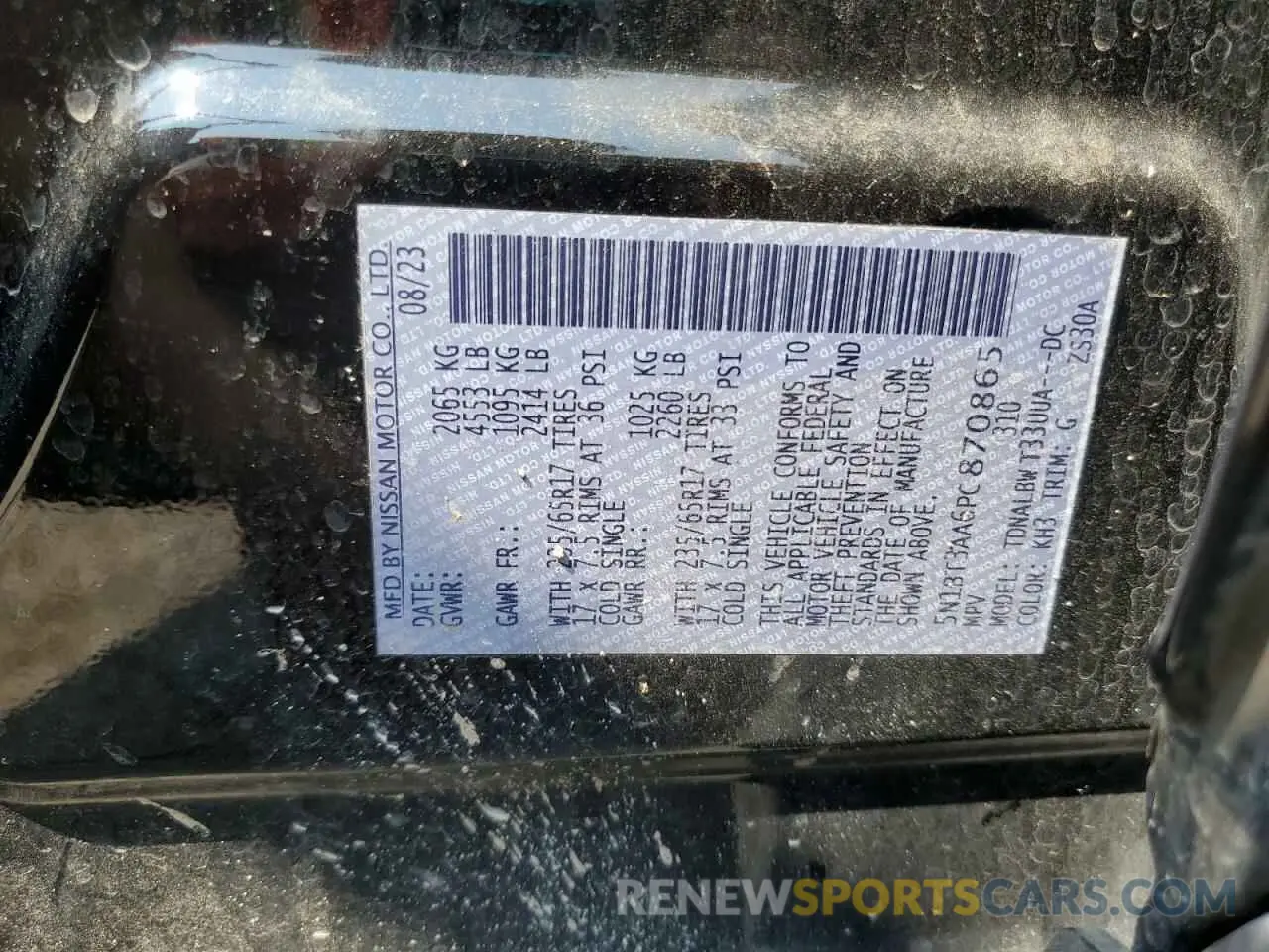 13 Photograph of a damaged car 5N1BT3AA6PC870865 NISSAN ROGUE 2023