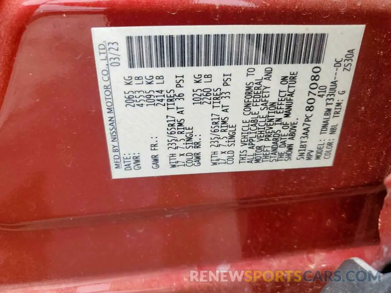 13 Фотография поврежденного автомобиля 5N1BT3AA7PC807080 NISSAN ROGUE 2023
