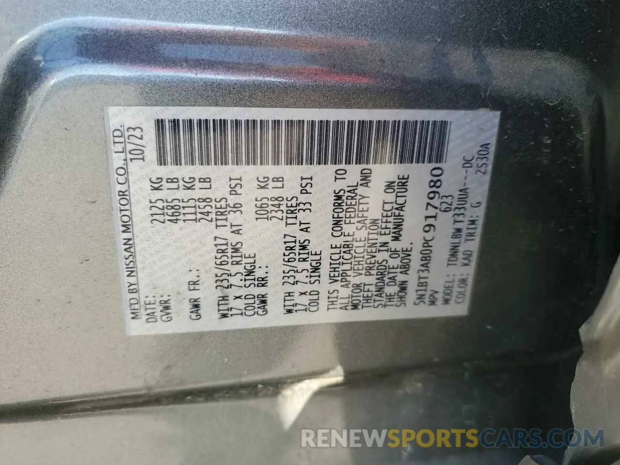14 Photograph of a damaged car 5N1BT3AB0PC917980 NISSAN ROGUE 2023