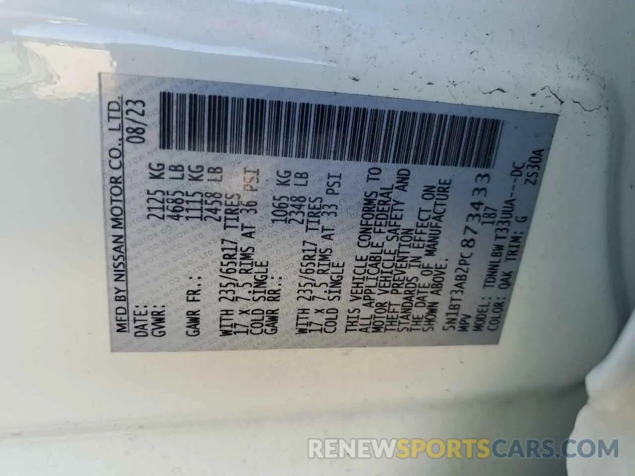 12 Фотография поврежденного автомобиля 5N1BT3AB2PC873433 NISSAN ROGUE 2023