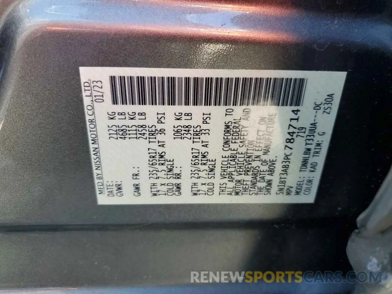 14 Photograph of a damaged car 5N1BT3AB3PC784714 NISSAN ROGUE 2023