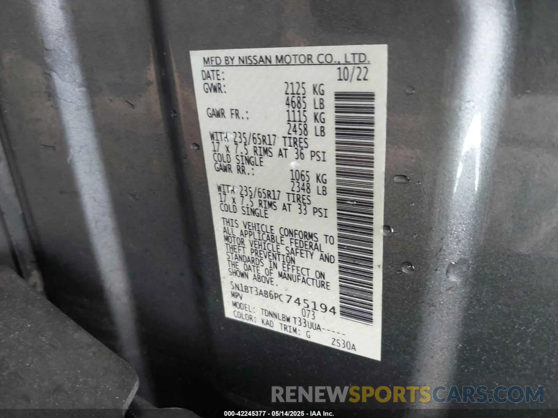 9 Фотография поврежденного автомобиля 5N1BT3AB6PC745194 NISSAN ROGUE 2023