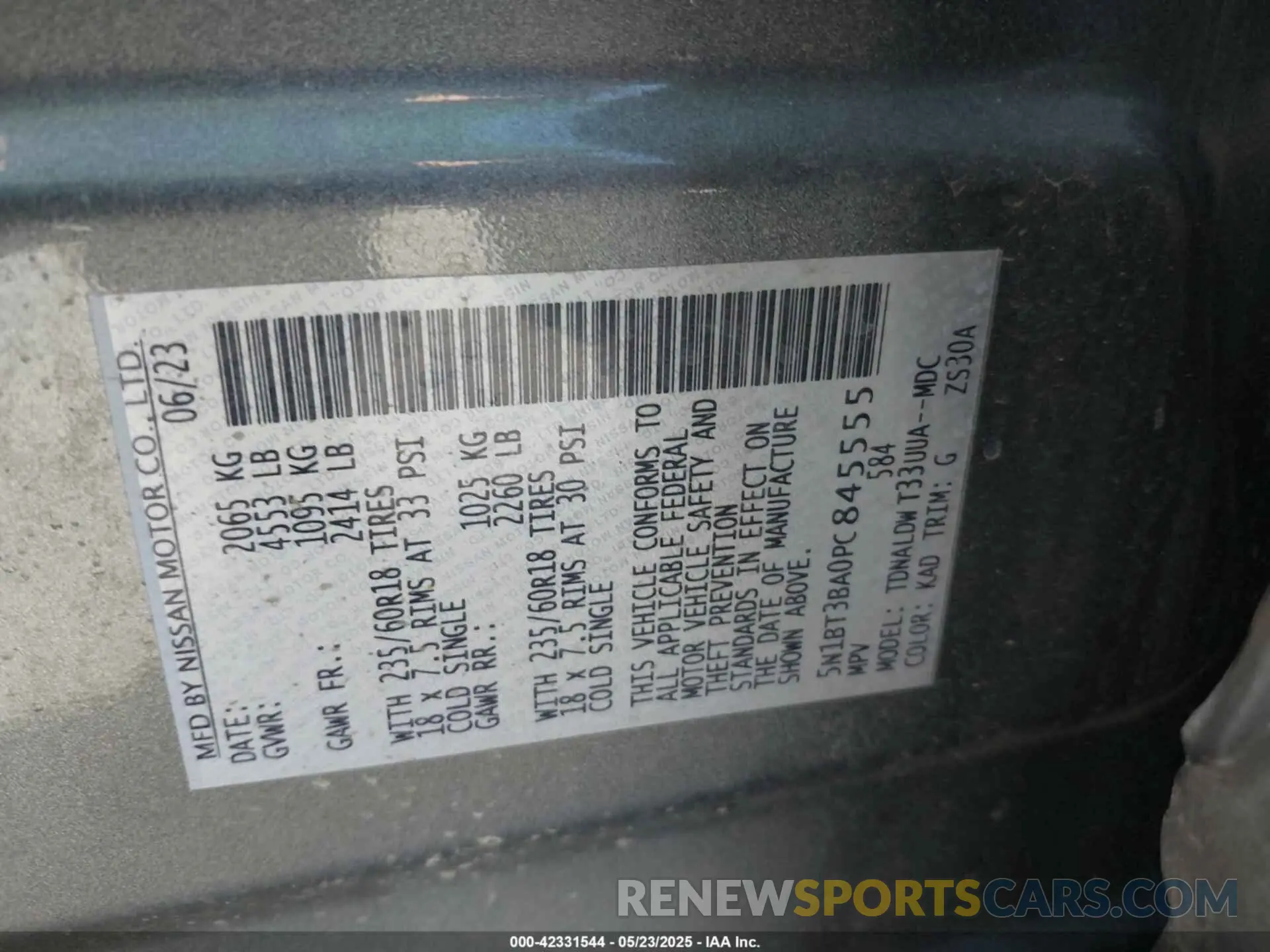 9 Photograph of a damaged car 5N1BT3BA0PC845555 NISSAN ROGUE 2023