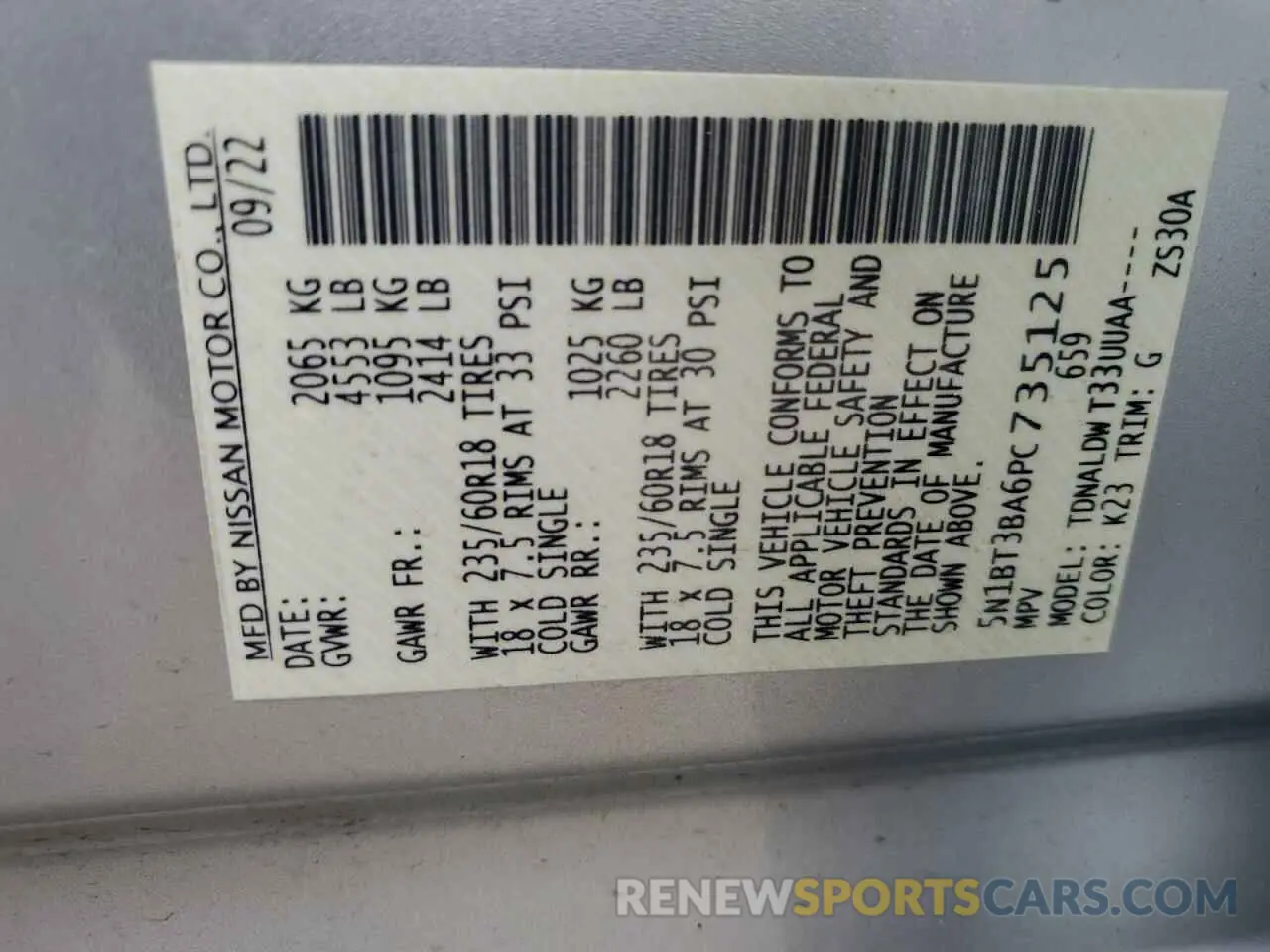 13 Фотография поврежденного автомобиля 5N1BT3BA6PC735125 NISSAN ROGUE 2023
