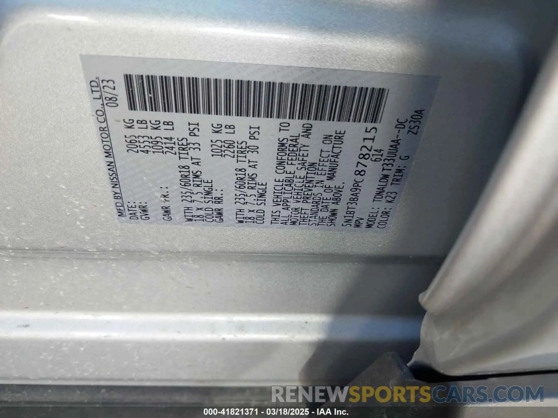 9 Фотография поврежденного автомобиля 5N1BT3BA9PC878215 NISSAN ROGUE 2023