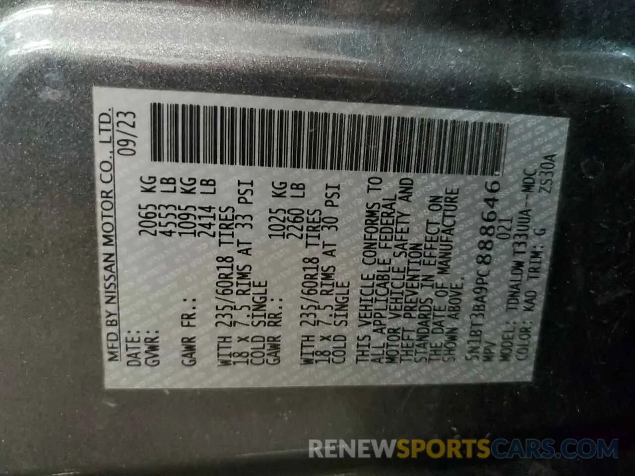 14 Фотография поврежденного автомобиля 5N1BT3BA9PC888646 NISSAN ROGUE 2023