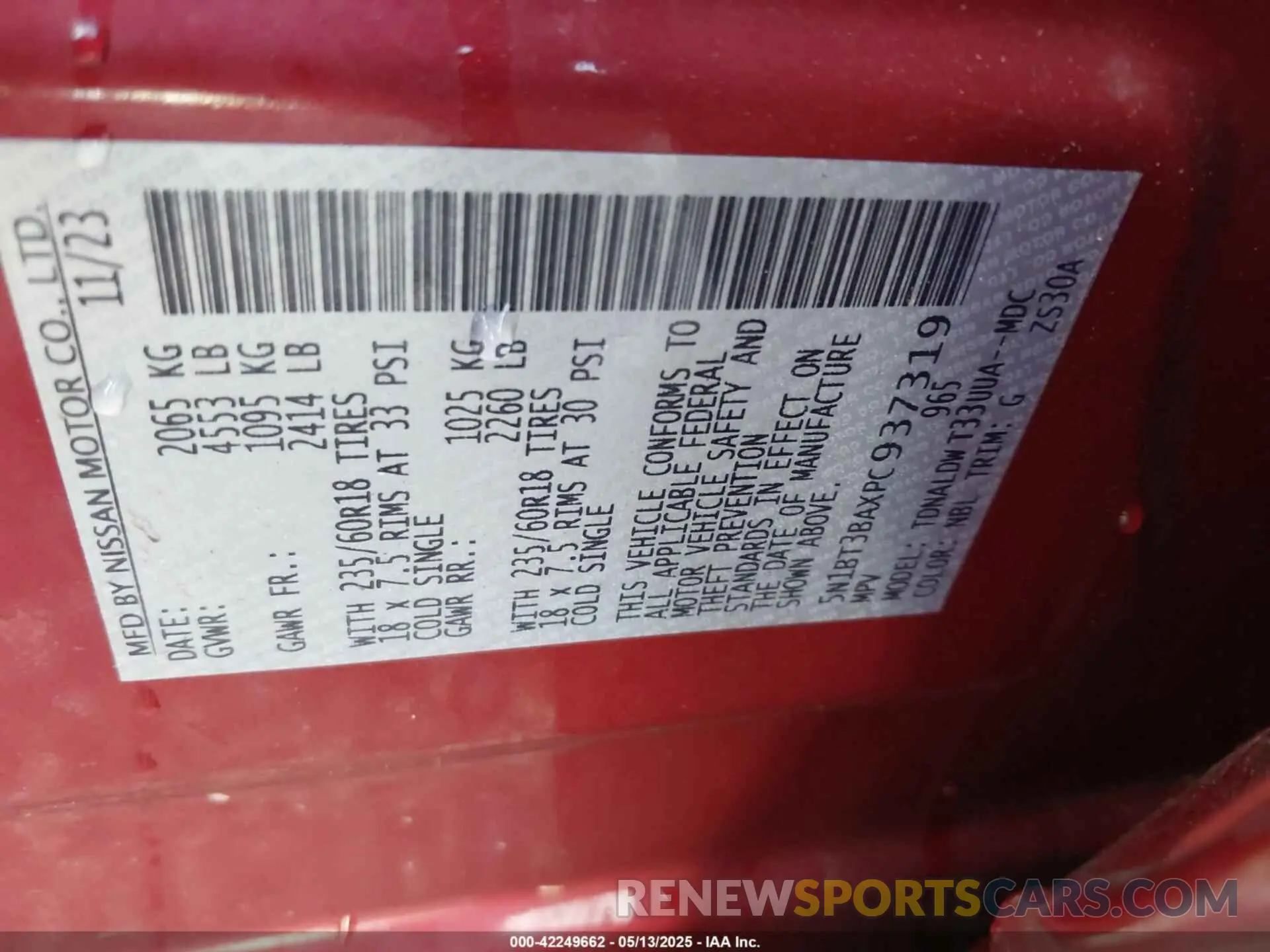9 Photograph of a damaged car 5N1BT3BAXPC937319 NISSAN ROGUE 2023