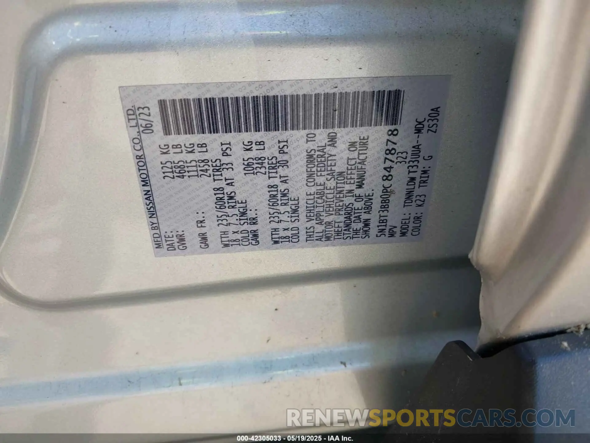 9 Фотография поврежденного автомобиля 5N1BT3BB0PC847878 NISSAN ROGUE 2023