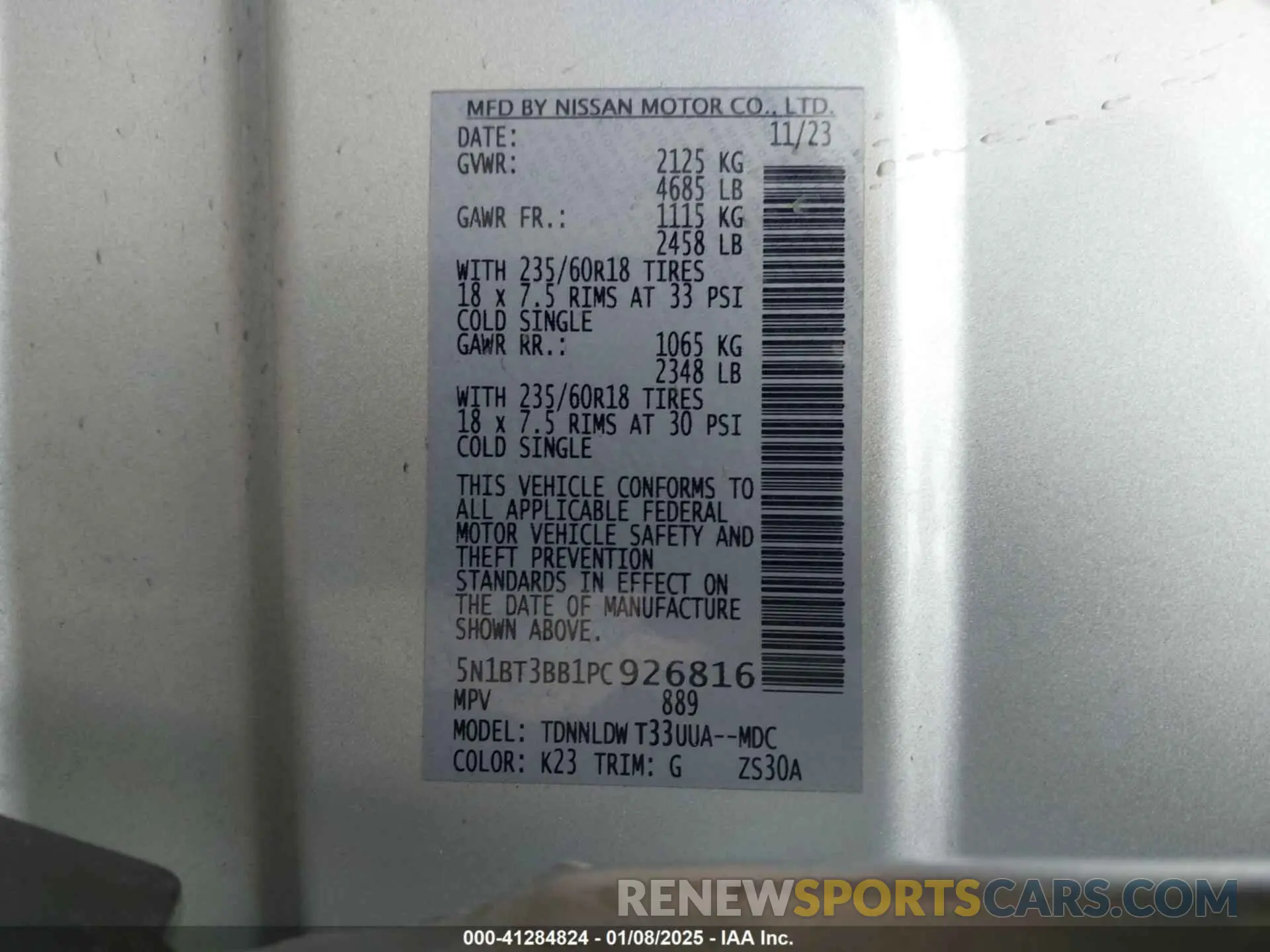 9 Фотография поврежденного автомобиля 5N1BT3BB1PC926816 NISSAN ROGUE 2023