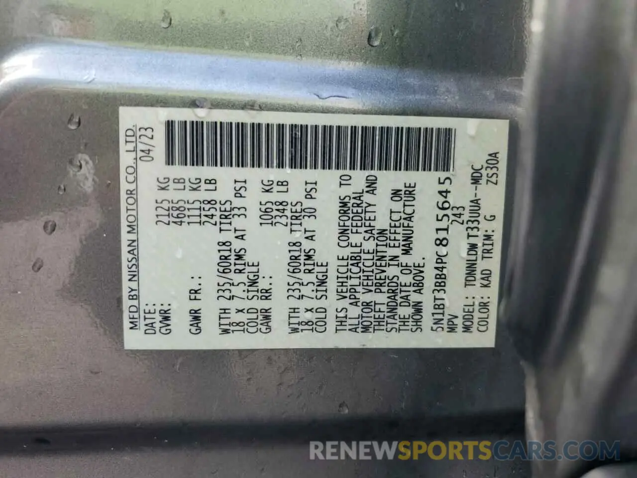 14 Photograph of a damaged car 5N1BT3BB4PC815645 NISSAN ROGUE 2023