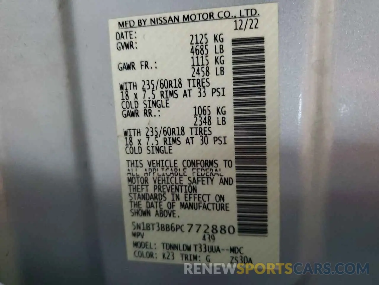 12 Photograph of a damaged car 5N1BT3BB6PC772880 NISSAN ROGUE 2023